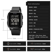 SKMEI 1858 Square Water-resistant Digital Dual Display LED Luminous Watch(Blue)