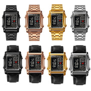 SKMEI 1868 Square Double Display Water-resistant Men Watch, Style: Steel Belt (Rose Gold)