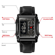 SKMEI 1868 Square Double Display Water-resistant Men Watch, Style: Steel Belt (Rose Gold)