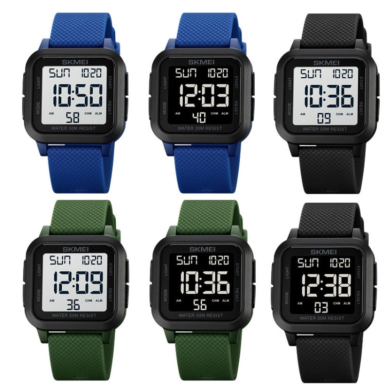 SKMEI 1894 Square Sports Water-resistant Student Simple Multifunctional Luminous Watch(Black White Machine)