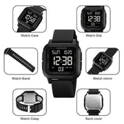 SKMEI 1894 Square Sports Water-resistant Student Simple Multifunctional Luminous Watch(Black Black Machine)
