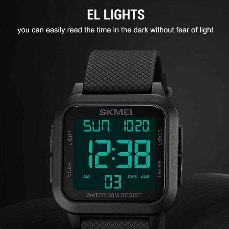 SKMEI 1894 Square Sports Water-resistant Student Simple Multifunctional Luminous Watch(Blue Black Machine)