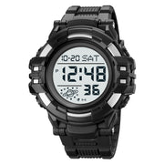 SKMEI 2003 Multifunctional Back Light Sports Watch Mens Countdown Date Alarm Clock Watch(Silver White Machine)
