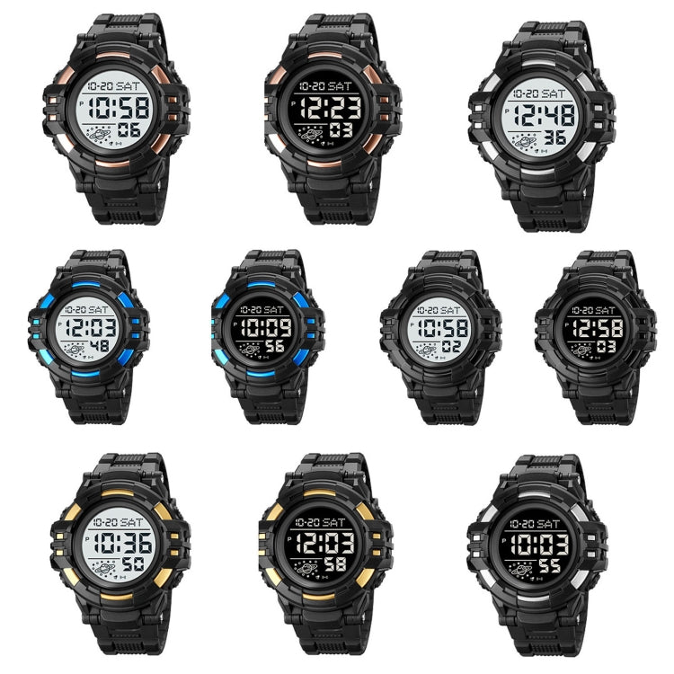 SKMEI 2003 Multifunctional Back Light Sports Watch Mens Countdown Date Alarm Clock Watch(Rose Gold Black Machine)