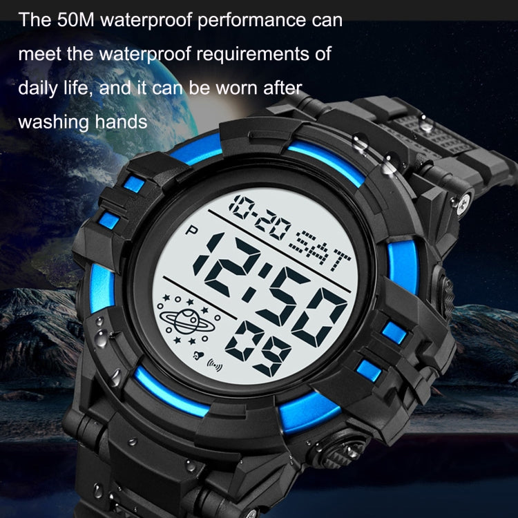 SKMEI 2003 Multifunctional Back Light Sports Watch Mens Countdown Date Alarm Clock Watch(Blue Black Machine)