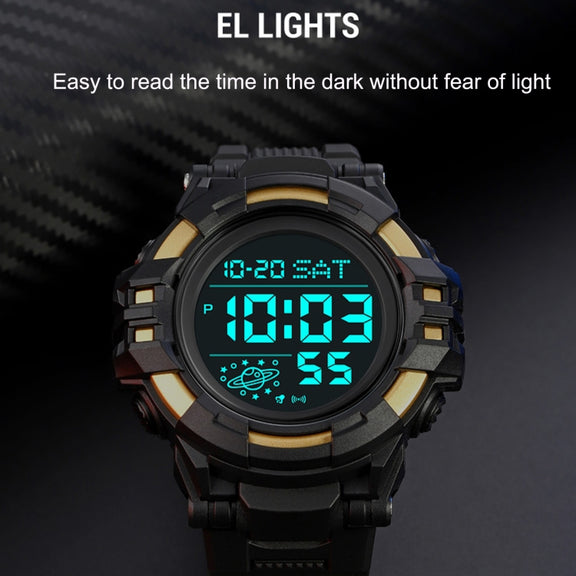 SKMEI 2003 Multifunctional Back Light Sports Watch Mens Countdown Date Alarm Clock Watch(Rose Gold Black Machine)