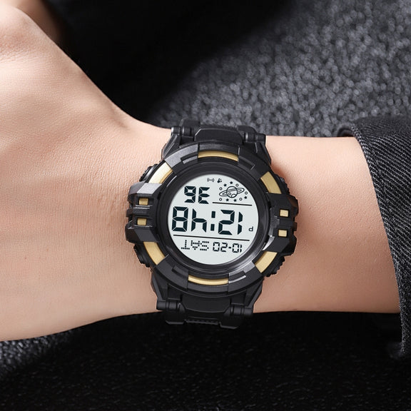 SKMEI 2003 Multifunctional Back Light Sports Watch Mens Countdown Date Alarm Clock Watch(Rose Gold Black Machine)