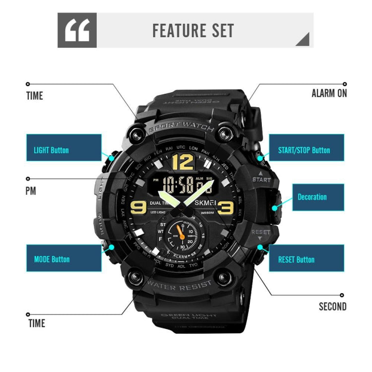 SKMEI 1637 Sports Digital Display Outdoor Shockproof Plastic Large Dial Men Watch, Color: Army Green