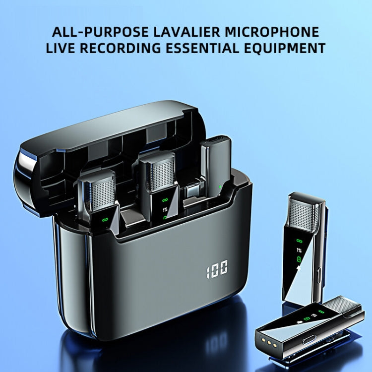 S16-S One To Two Black Digital Display Wireless Lavalier Microphone With Charging Compartment,Spec: 8 Pin Interface