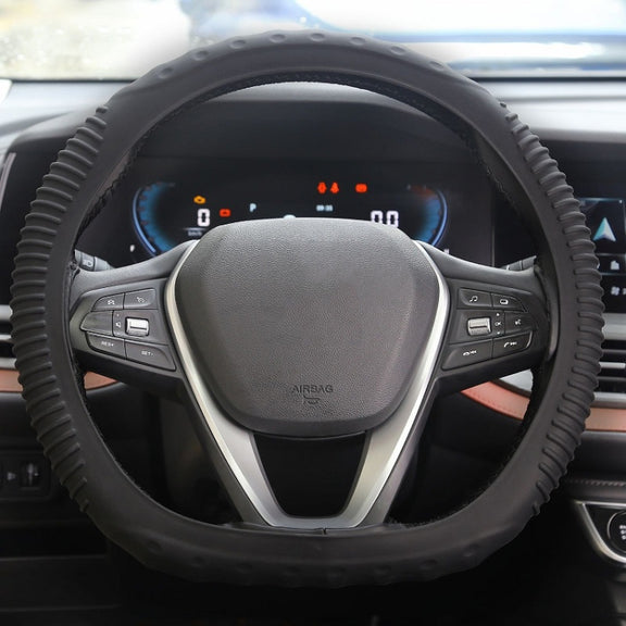 Silicone Non-slip Wear-resistant Concave Point Car Steering Wheel Cover, Size: 34-38cm(Black)