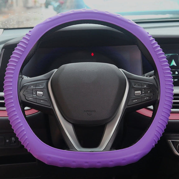 Silicone Non-slip Wear-resistant Concave Point Car Steering Wheel Cover, Size: 34-38cm(Purple)
