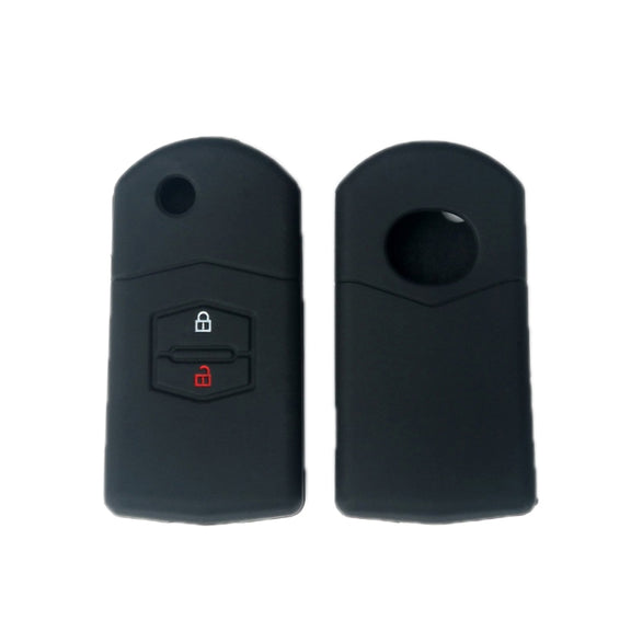 For Mazda M6/CX-5 2pcs Remote Control Folding 2 Button Silicone Case(Black)