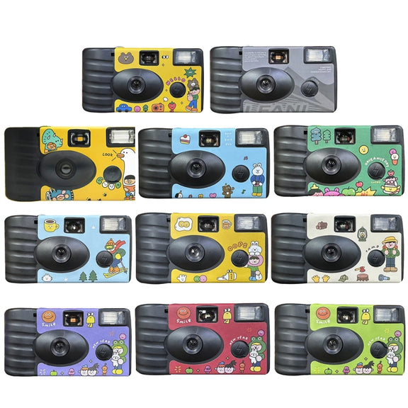 27pcs Holidays Retro Film Camera Water-resistant Cartoon Decorative Stickers without Camera