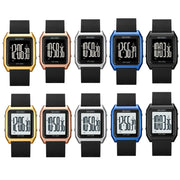 SKMEI 1866 Square Large Screen Men Steel Belt Multi-function Night Light Alarm Clock Watch(Black White Machine)