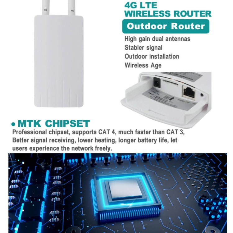 Asian Version 4G LTE Router CPE Outdoor Water-resistant Mobile Router Triple Network, EU Plug