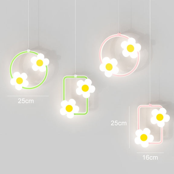 Children Room Bedside Warm Sunflower Chandelier, Color: Round Pink White Light