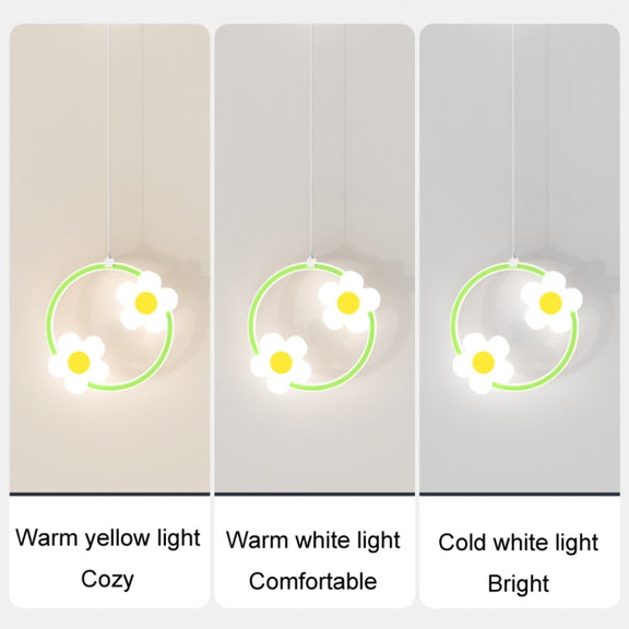 Children Room Bedside Warm Sunflower Chandelier, Color: Round Pink White Light