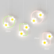 Children Room Bedside Warm Sunflower Chandelier, Color: Square Pink Warm Light