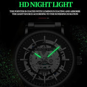 BINBOND B7872 Multifunctional Hollow Luminous Water-resistant Quartz Watch, Color: Black Steel-Black-White