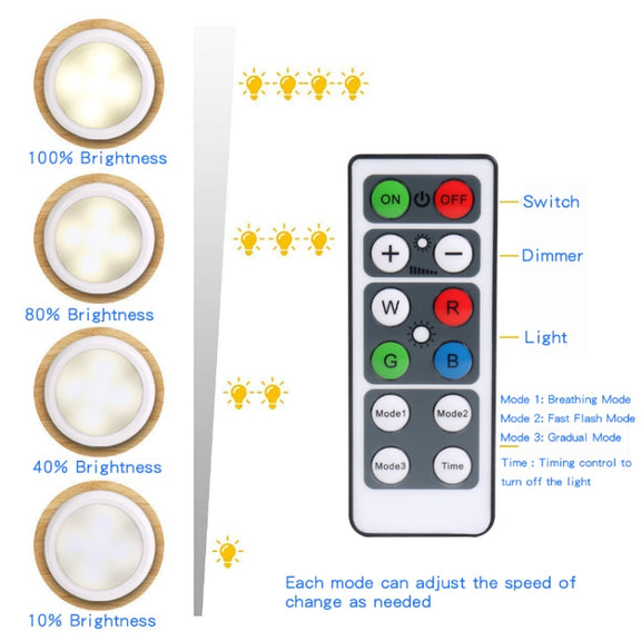 Ambience Pat Light Bedside Eye Protection Night Light, Color: RGBW Color Light Battery(6pcs With 2 Remote Control)