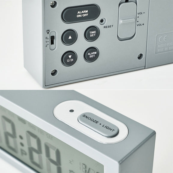 8890H Multifunctional Photosensitive Bedside Small Alarm Clock LCD Screen Digital Clock(White)