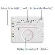 8218 Thin and Light Magnetic Wall-mounted LCD Temperature Electronic Digital Clock(White)