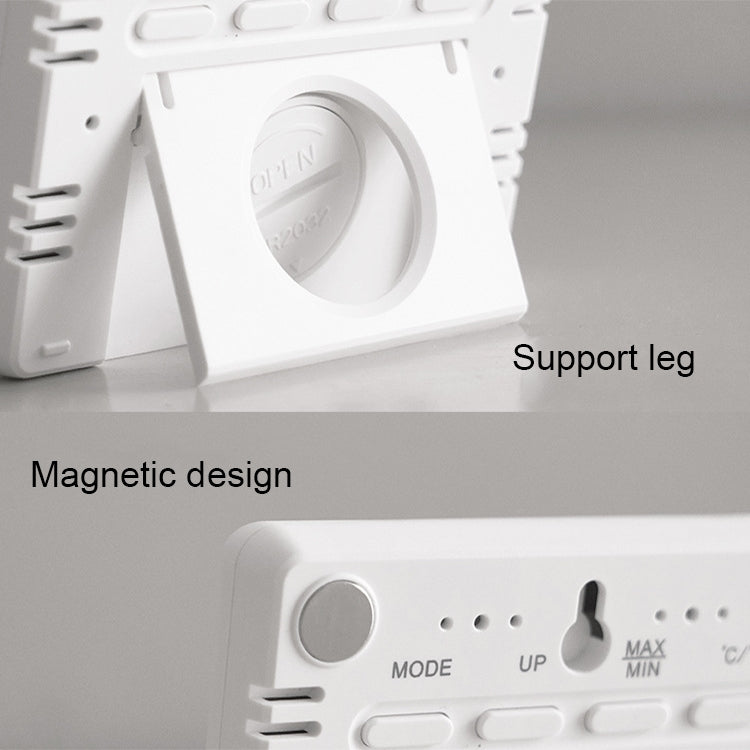 8218 Thin and Light Magnetic Wall-mounted LCD Temperature Electronic Digital Clock(White)