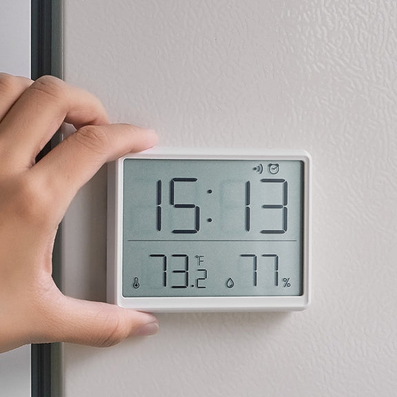8218 Thin and Light Magnetic Wall-mounted LCD Temperature Electronic Digital Clock(White)