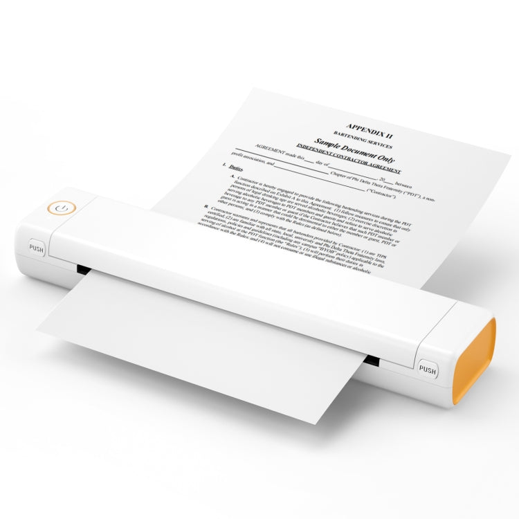 M08F Bluetooth Wireless Handheld Portable Thermal Printer(White Orange A4 Version)