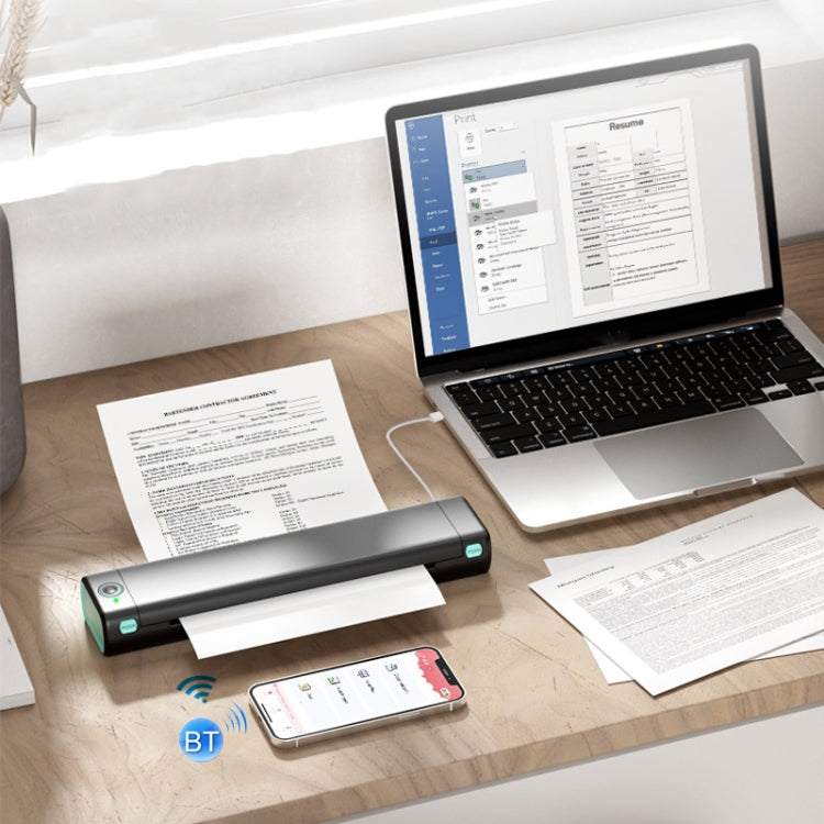 M08F Bluetooth Wireless Handheld Portable Thermal Printer(White A4 Version)