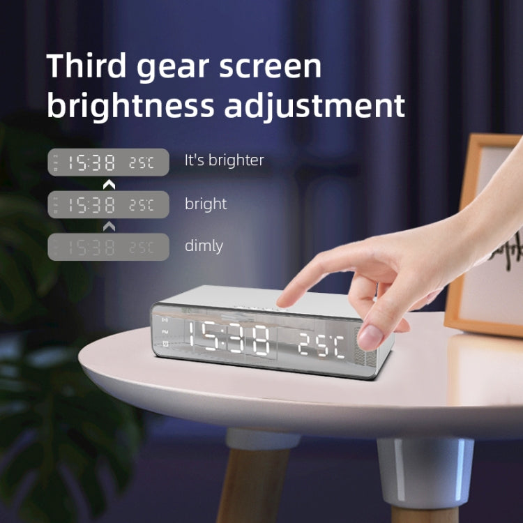 W258 With Clock / Temperature Display Desktop Phone / Earphone Wireless Charging(5W Silver)