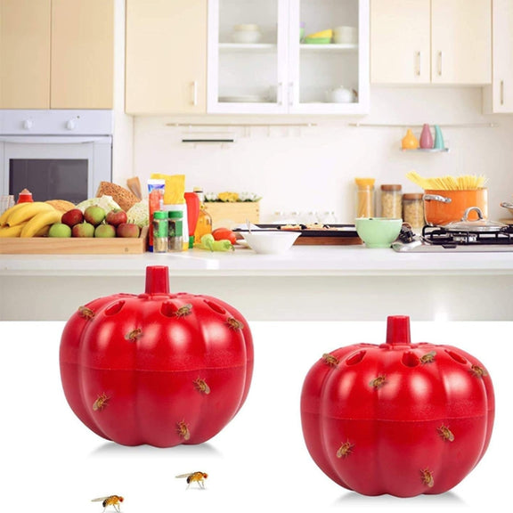 SK116 2pcs Small Pumpkin Fruit Fly Traps Fruit Flying Worm Catcher(Red)