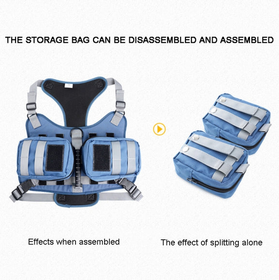 Dog Explosion-proof Chest Strap With Detachable Combination Backpack, Size: M(Lake Blue)