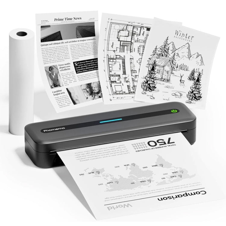 Phomemo M832 300dpi Wireless Thermal Portable Printer, Size: Letter Version(Gray)