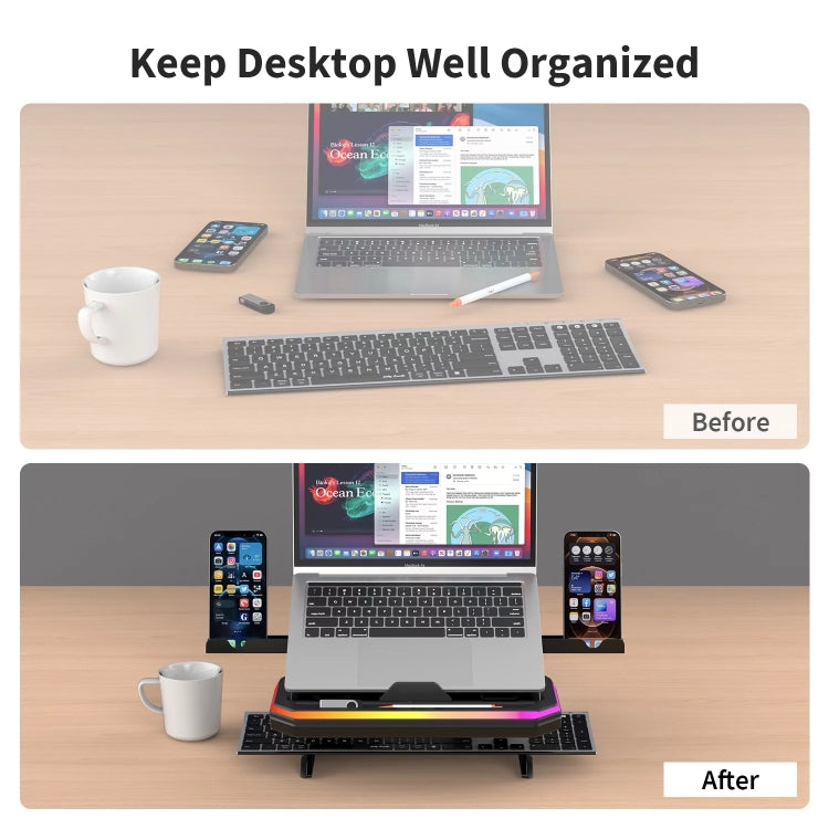 Laptop Stand with RGB Lighting 9-Level Adjustable Notebook Stand(Pink)