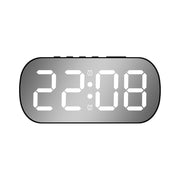 6637 LED Digital Display Temperature Electronic Clock Desktop Mirror Alarm Clock(Black White Light)