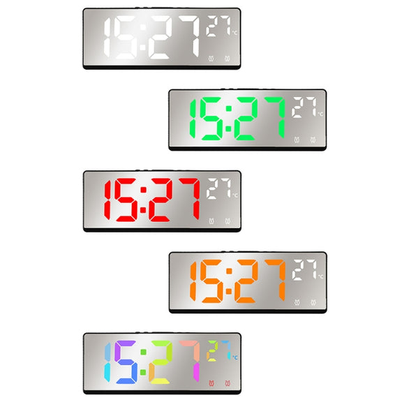 6631 LED Digital Display Multifunctional Electronic Clock Desktop Temperature Mirror Alarm Clock(Color Light)