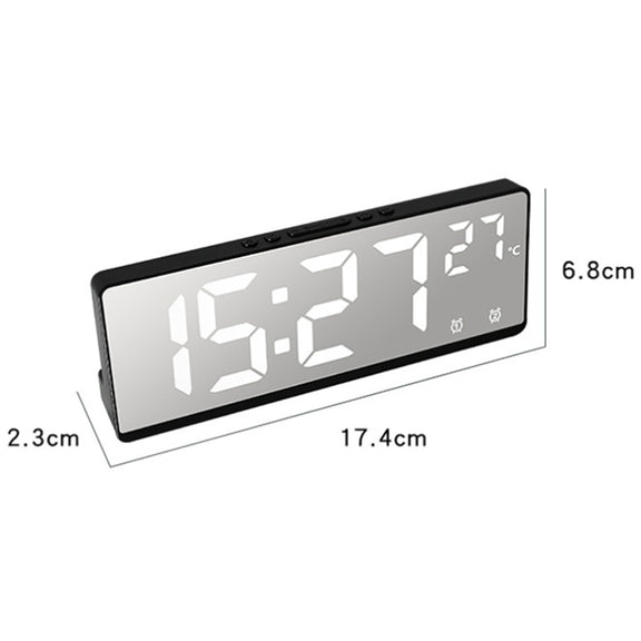 6631 LED Digital Display Multifunctional Electronic Clock Desktop Temperature Mirror Alarm Clock(White Light)
