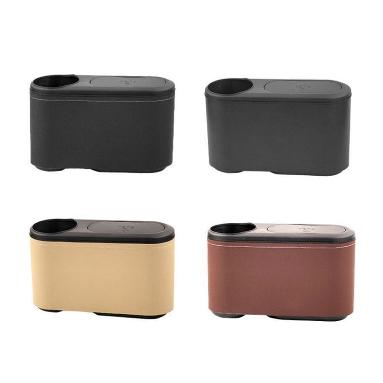 Car Seat Water Cup Holder Umbrella Storage Box Trash Can, Color: Brown Leather