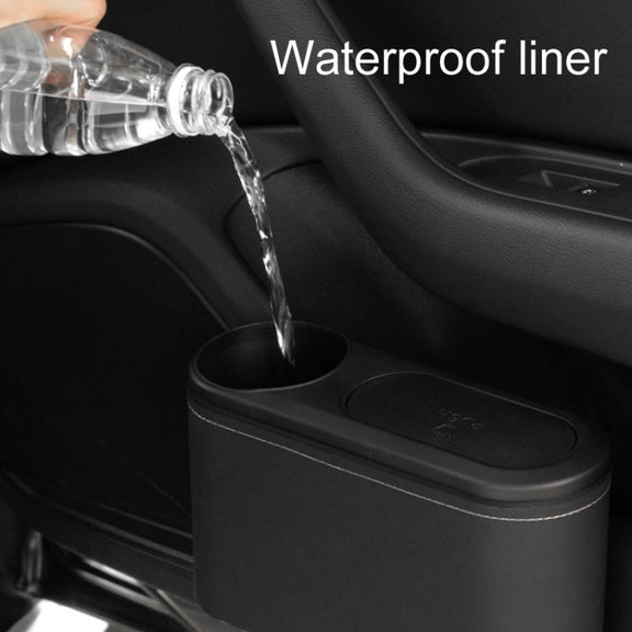 Car Seat Water Cup Holder Umbrella Storage Box Trash Can, Color: Brown Leather