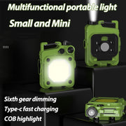 Mini Keychain COB Flashlight USB Rechargeable Magnetic Work Light For Outdoor Camping(Red)
