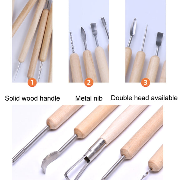 11pcs/set 11pcs/set Soft Clay DIY Wooden Knife Tools