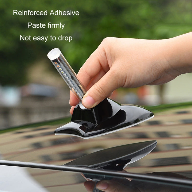 Car Solar Shark Fin With Antenna LED Warning Light, Specification: Silver with Remote Control