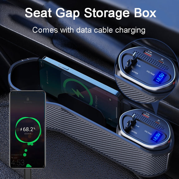 Vehicle Seat Gap Storage Box Organizer Front Seat Console Side Pocket ,Spec: Wireless Charging Upgrade Wire