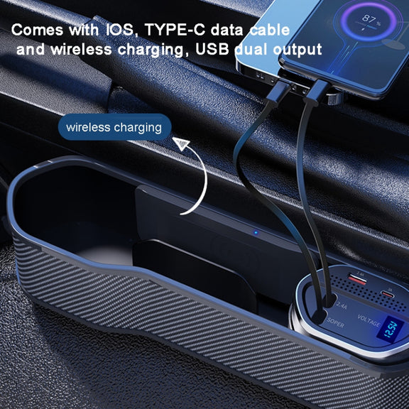 Vehicle Seat Gap Storage Box Organizer Front Seat Console Side Pocket ,Spec: No Wireless Charging Upgrade Wire