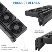 Fish Tank Cooling Fan Cooling Silent Aquarium Fan, Specification: 3 Head EU Plug