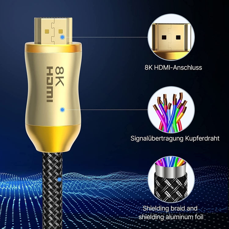 CO-HD801 2m HDMI 2.1 Version 8K 60Hz For PS4 Cable Projector Notebook Set-Top Box Cable(Gold)