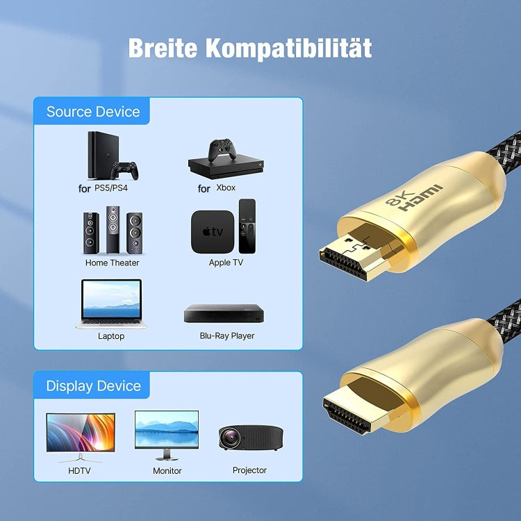 CO-HD801 3m HDMI 2.1 Version 8K 60Hz For PS4 Cable Projector Notebook Set-Top Box Cable(Gold)