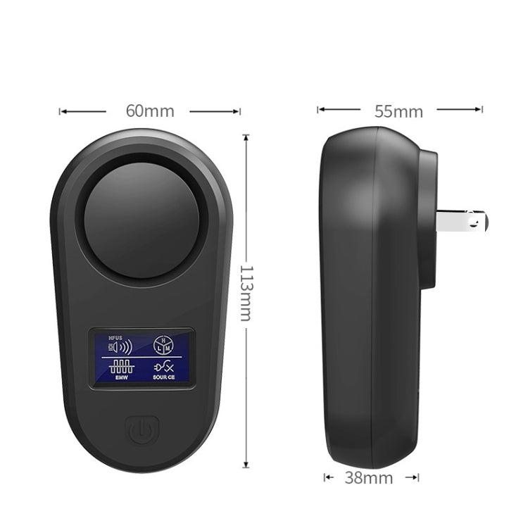 High Power Display Ultrasonic Mouse Repellent Mosquito Repellent Home Intelligent Insect Repellent EU Plug(Black)
