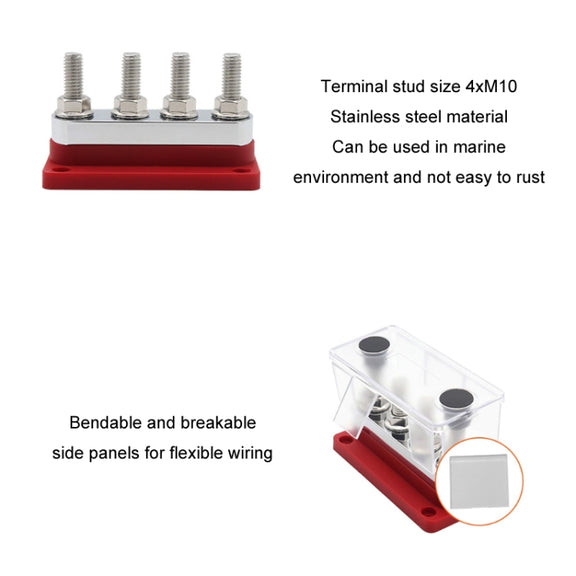 600A 48V RV&Ship Modification 4-way Large Electric DC Busbar(AOA4713CR-M10)